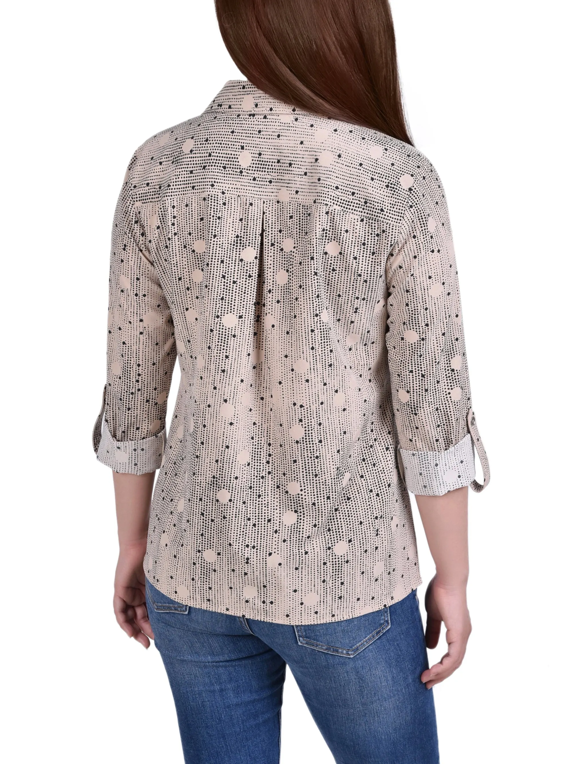 Blouse à encolure roulée 3/4 avec poches