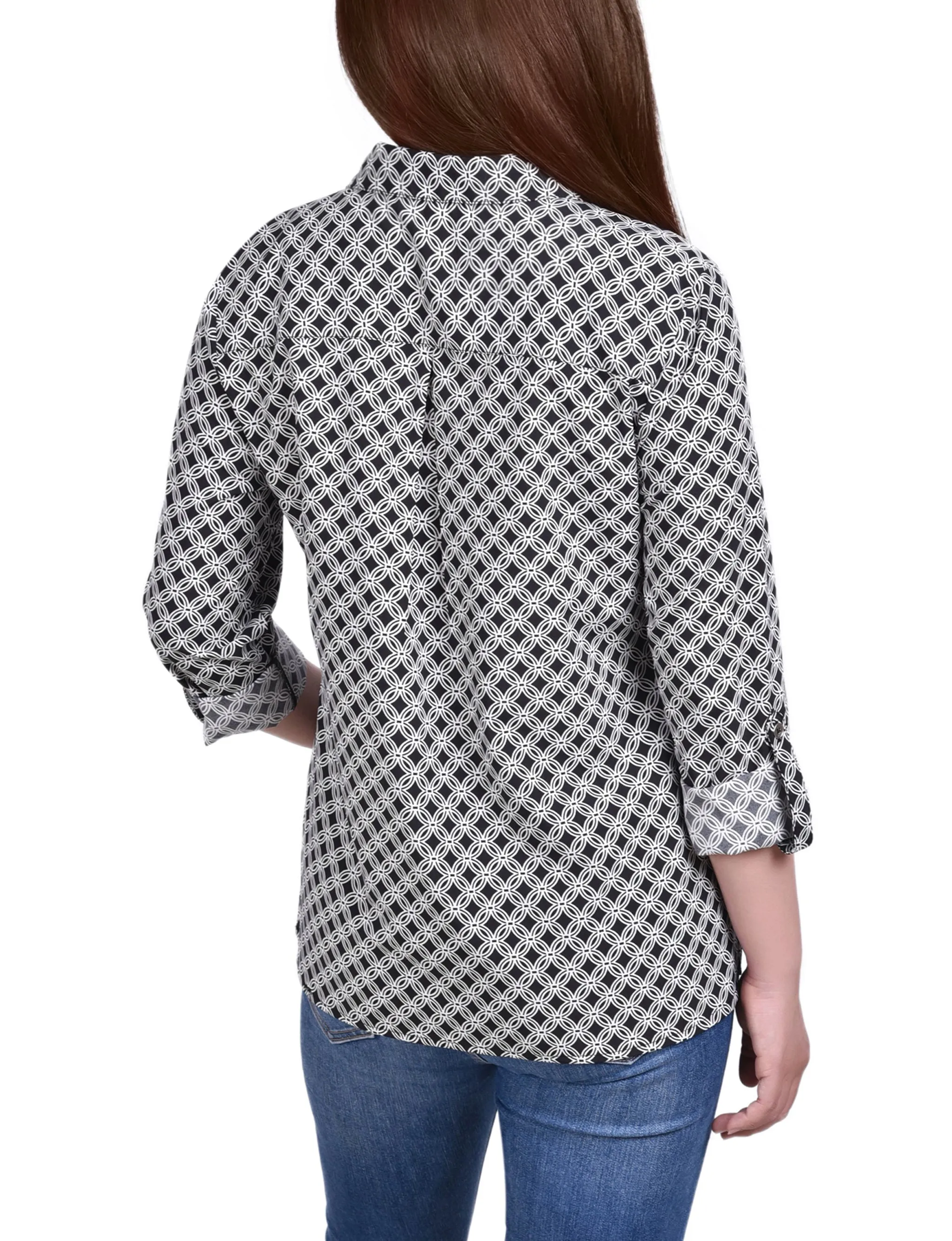 Blouse à encolure roulée 3/4 avec poches