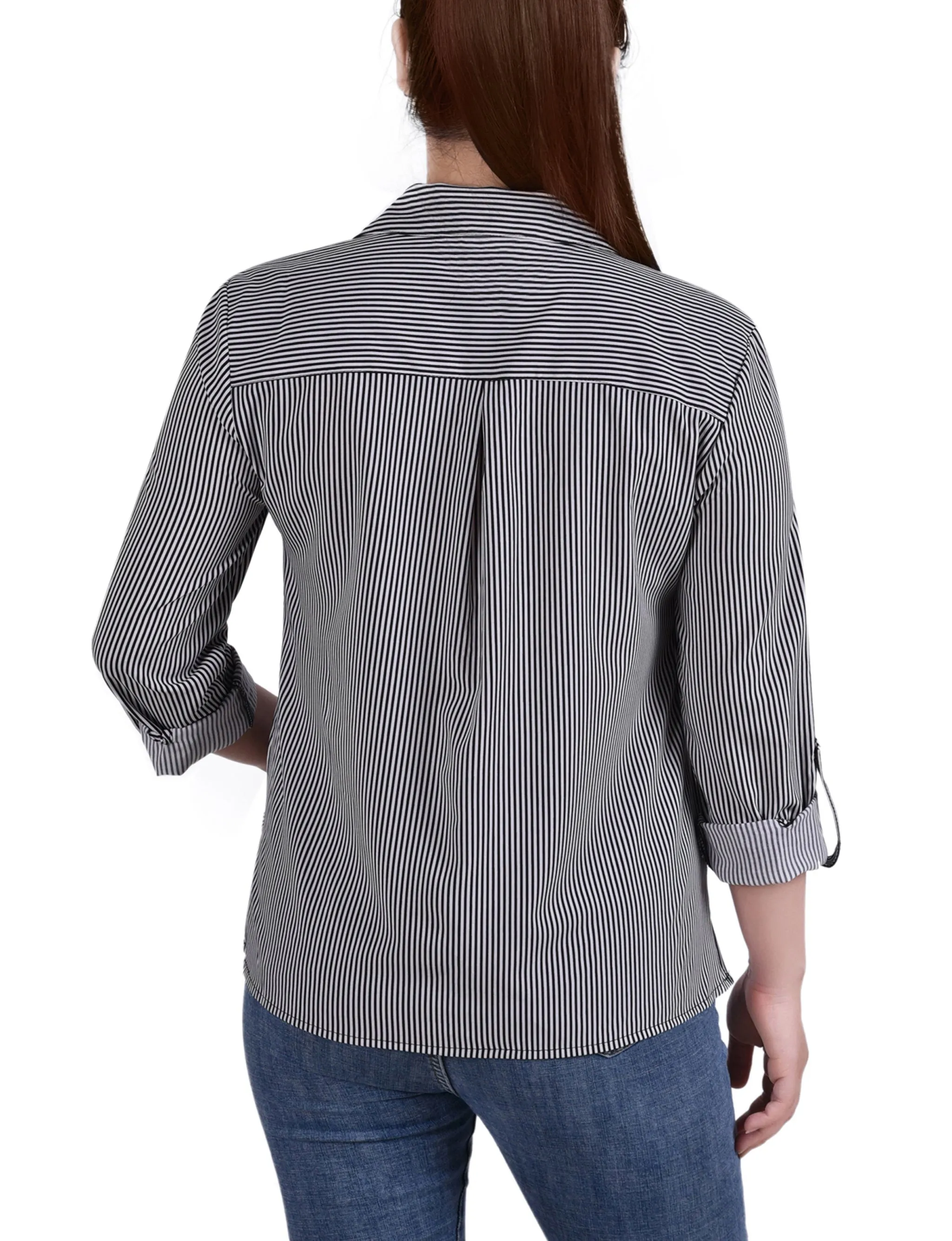 Blouse à encolure roulée 3/4 avec poches