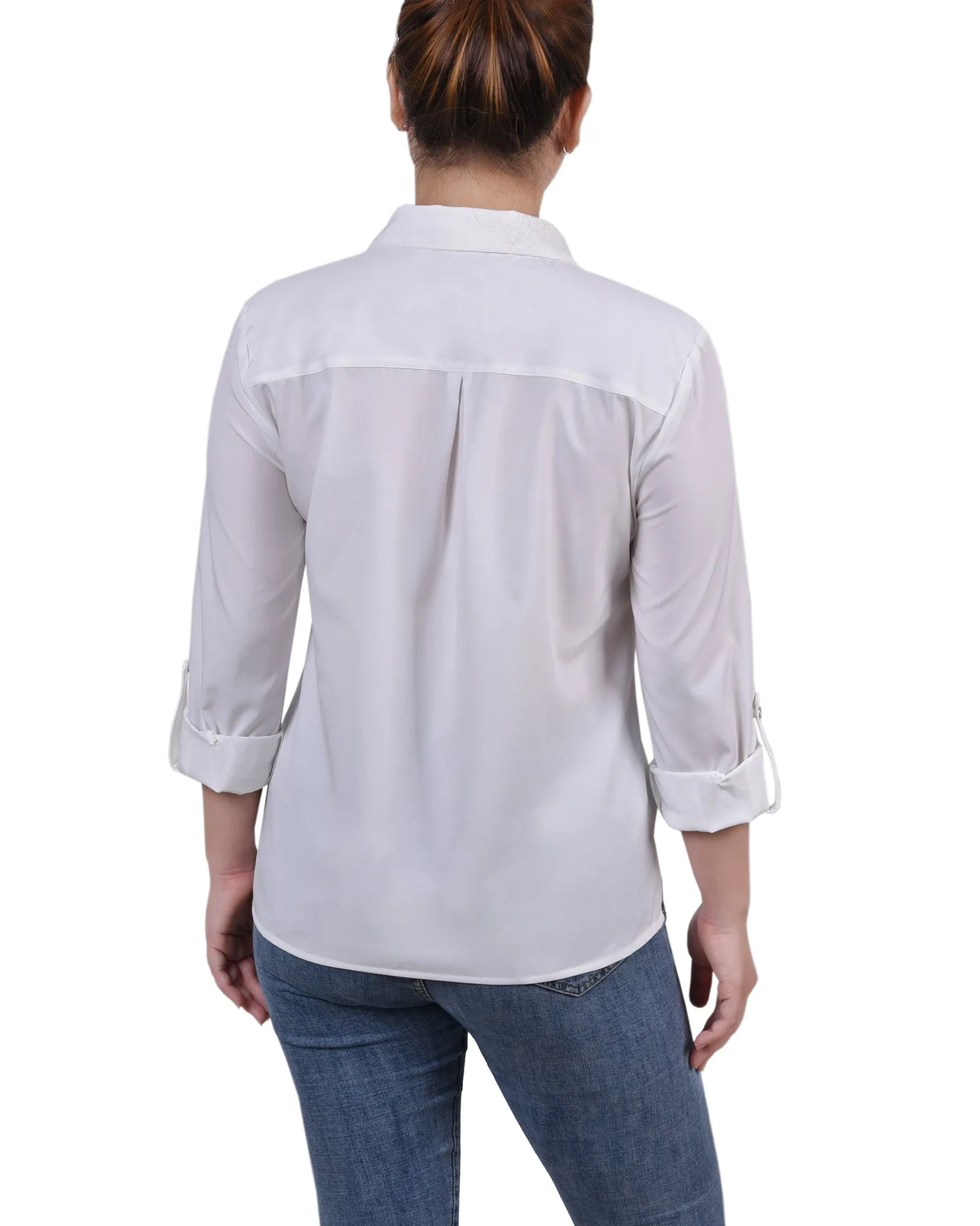 Blouse à encolure roulée 3/4 avec poches