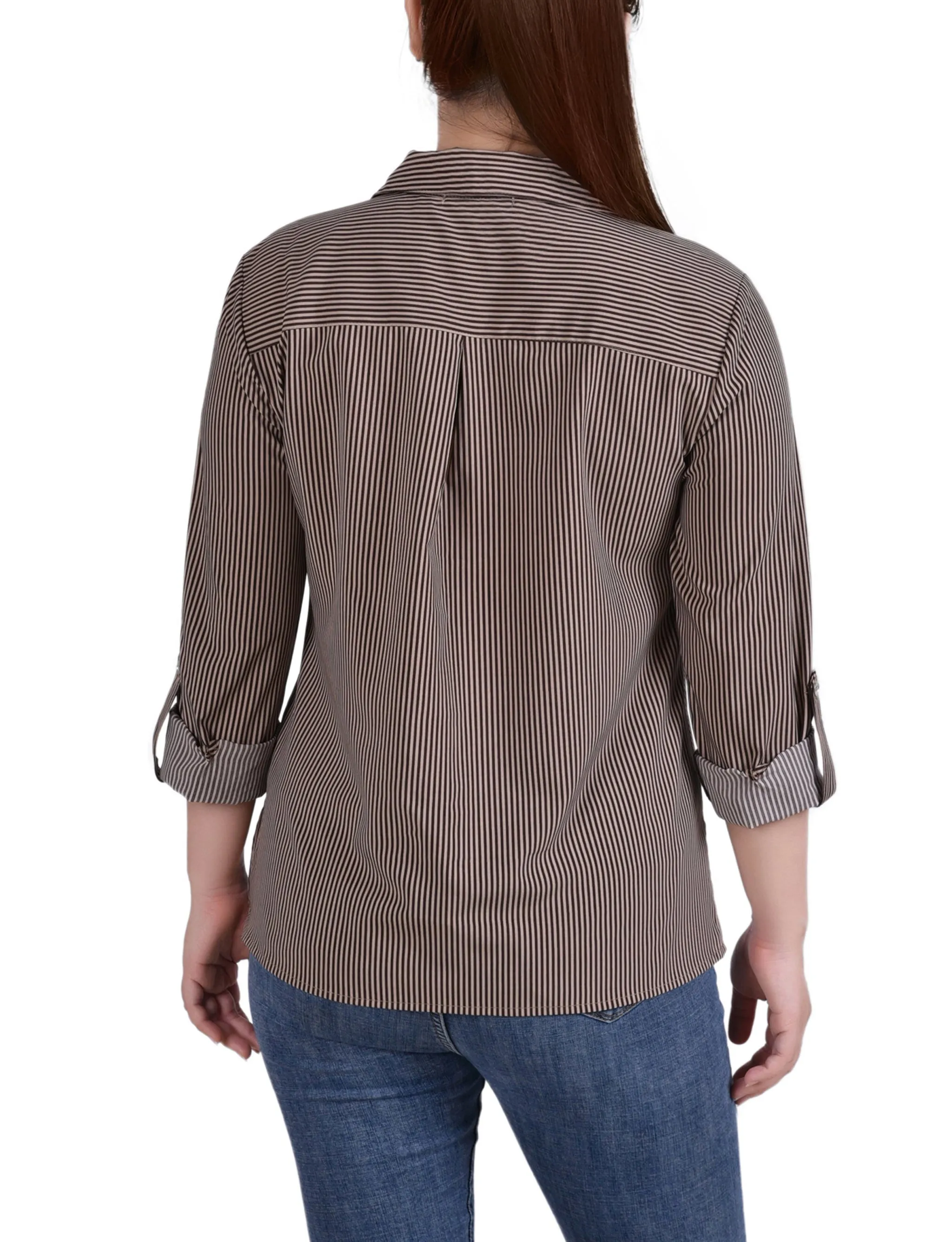 Blouse à encolure roulée 3/4 avec poches