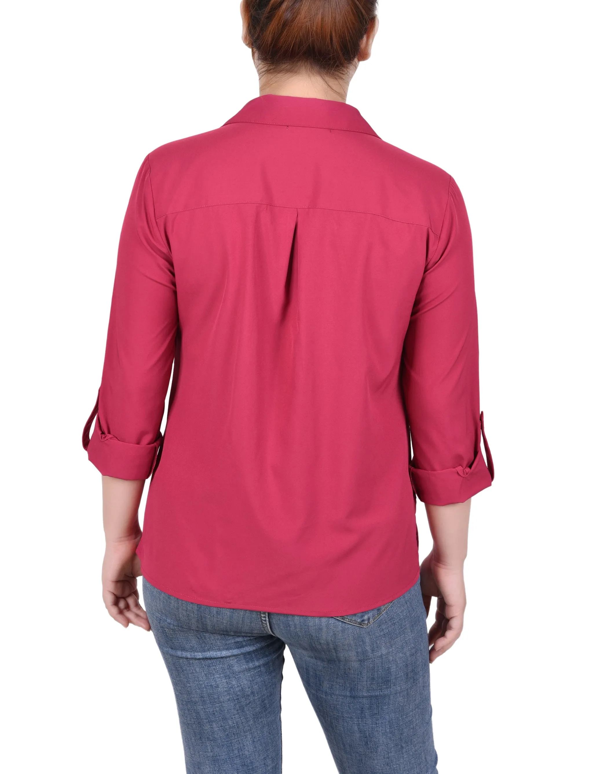 Blouse à encolure roulée 3/4 avec poches