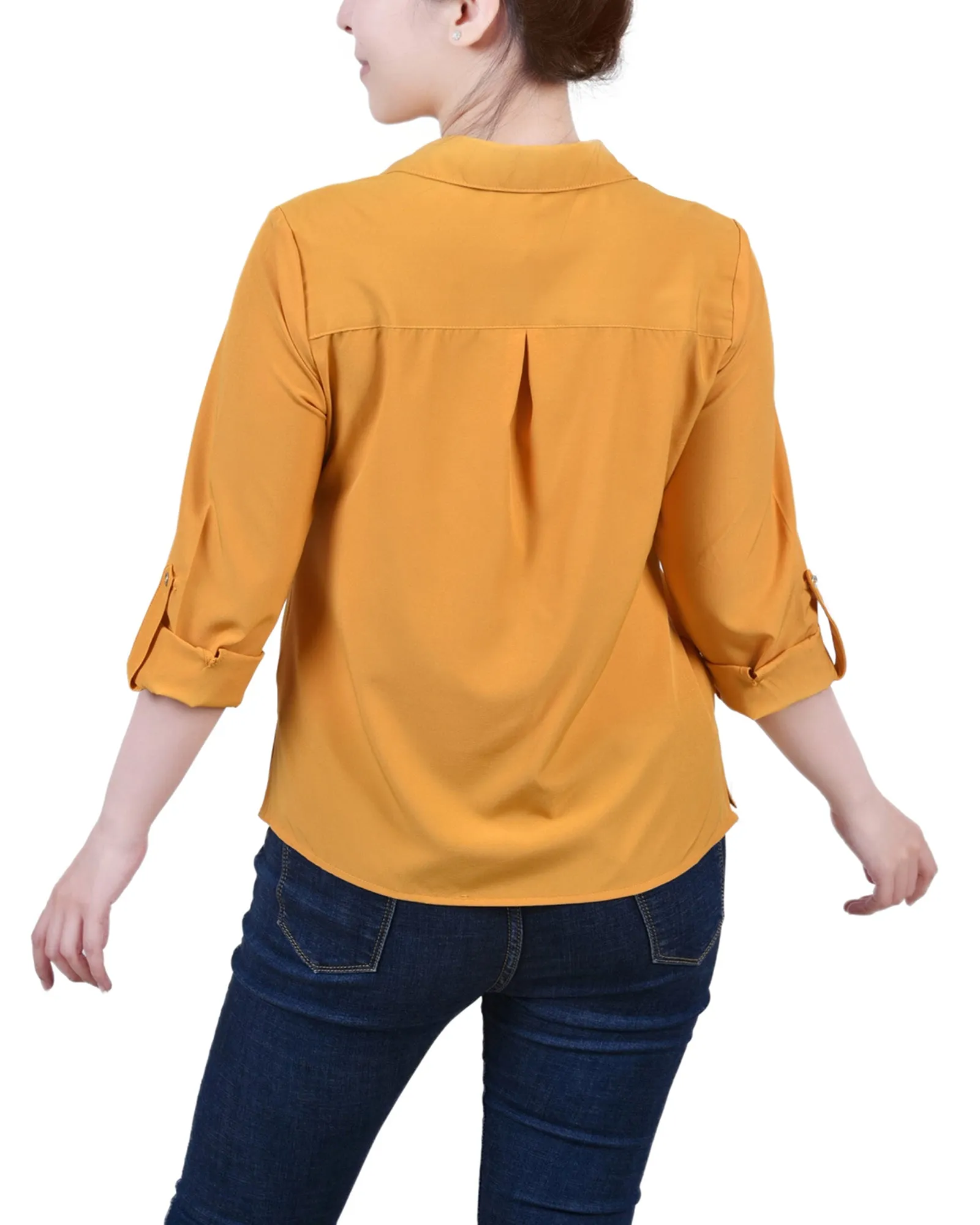 Blouse à encolure roulée 3/4 avec poches