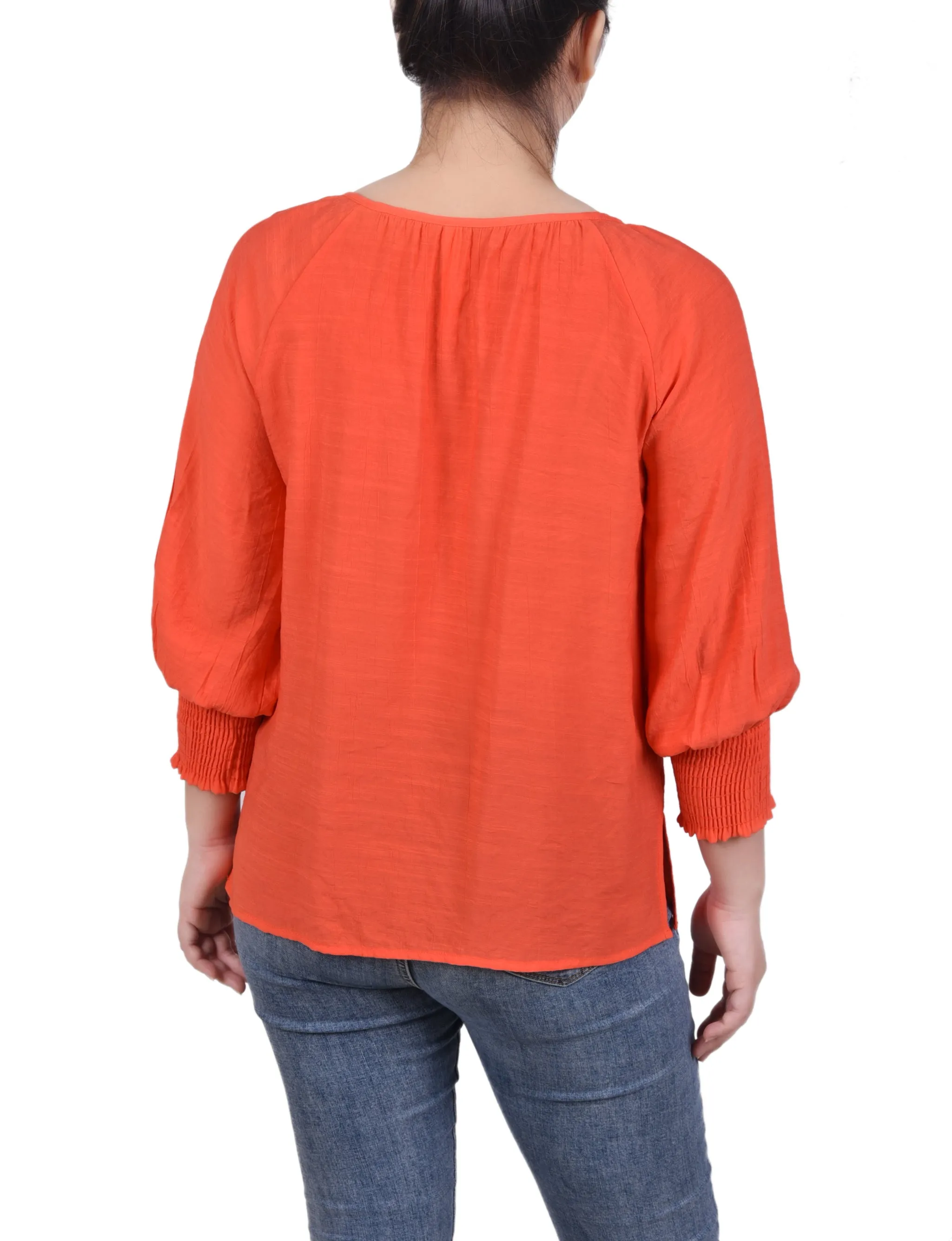 Blouse à boutonnage devant avec manches 3/4