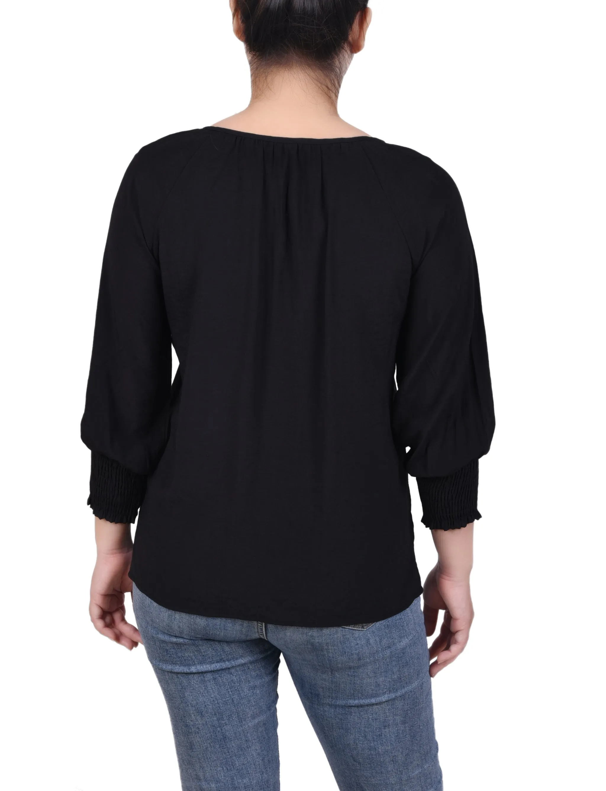 Blouse à boutonnage devant avec manches 3/4