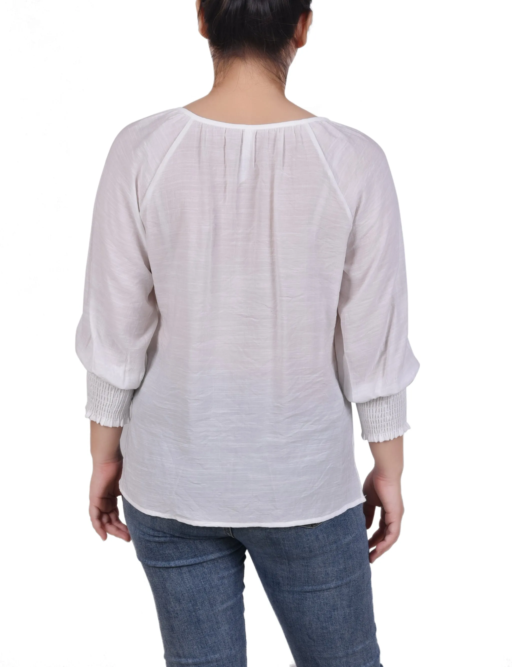 Blouse à boutonnage devant avec manches 3/4