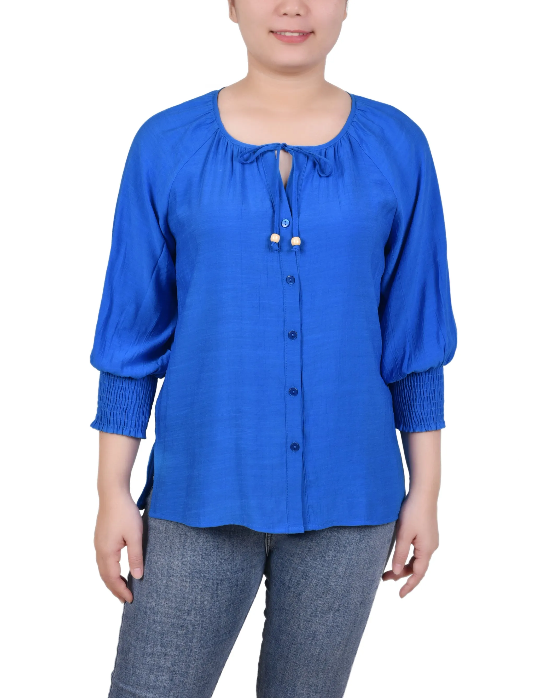 Blouse à boutonnage devant avec manches 3/4