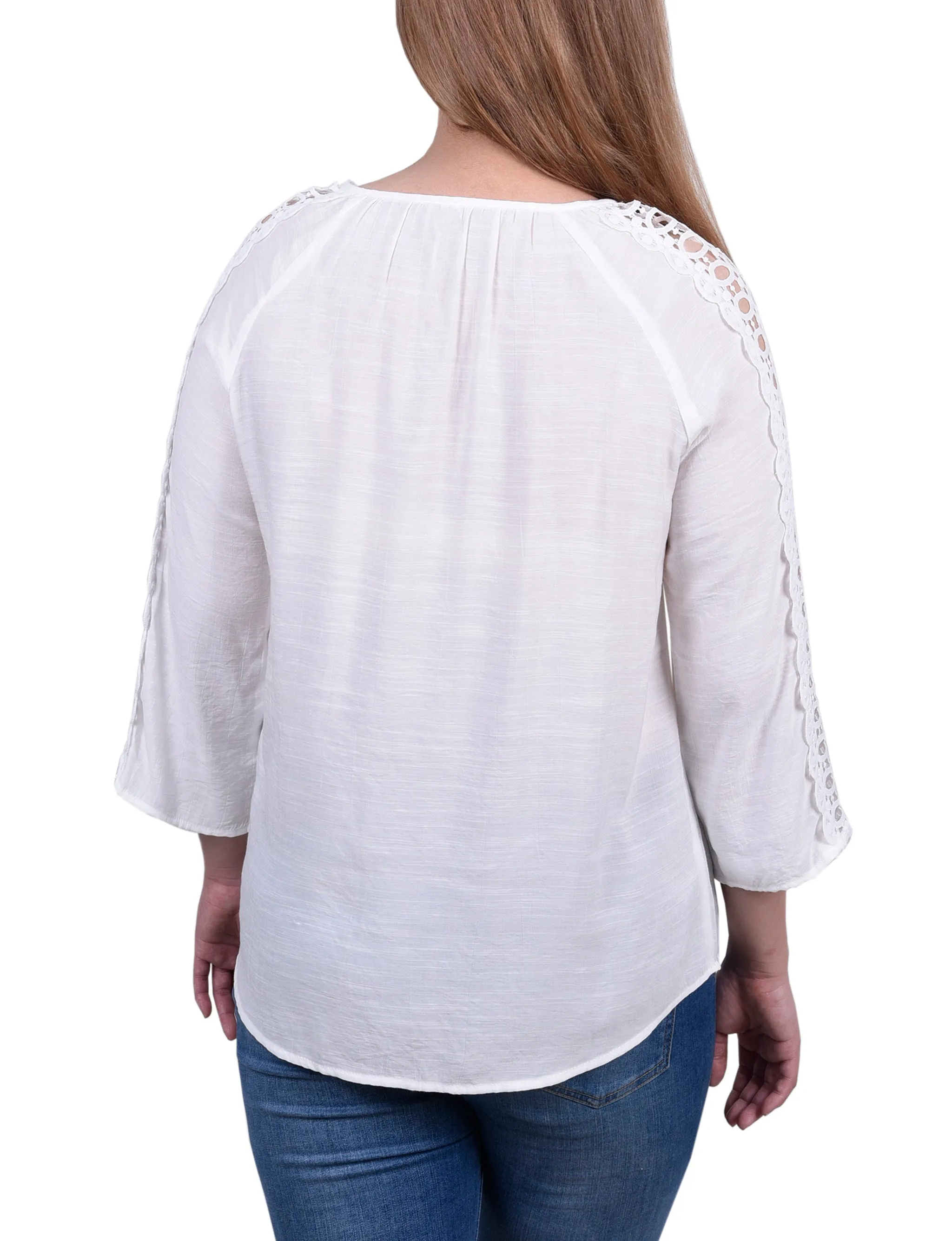 Blouse à détails crochetés avec manches 3/4