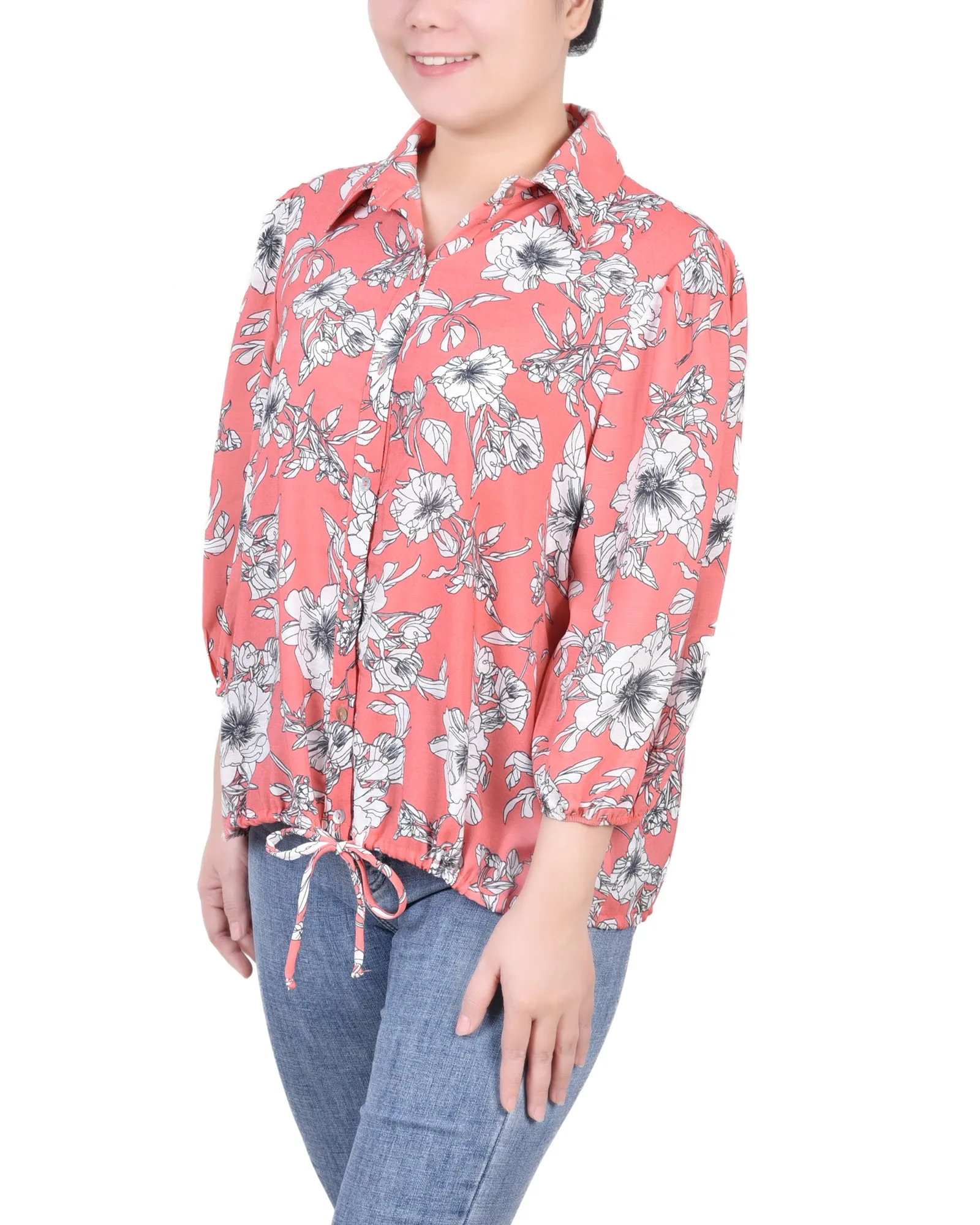 Blouse à manches 3/4 avec cordon