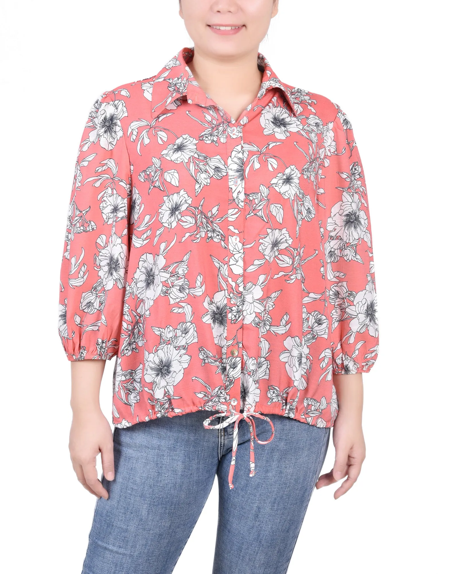 Blouse à manches 3/4 avec cordon