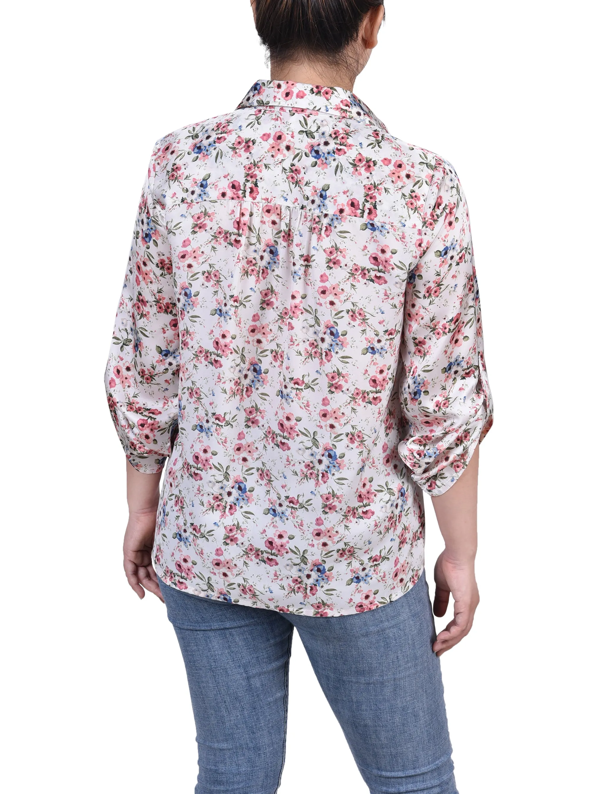 Blouse en satin à manches 3/4