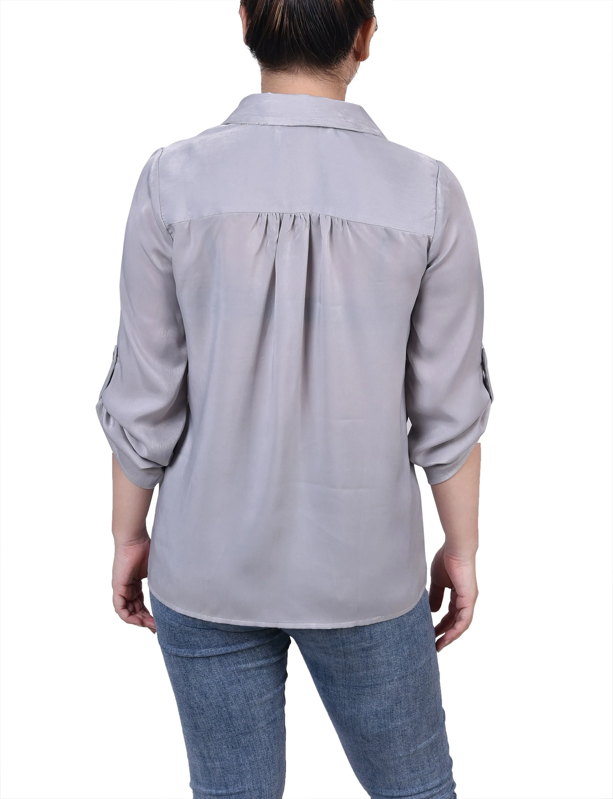 Blouse en satin à manches 3/4
