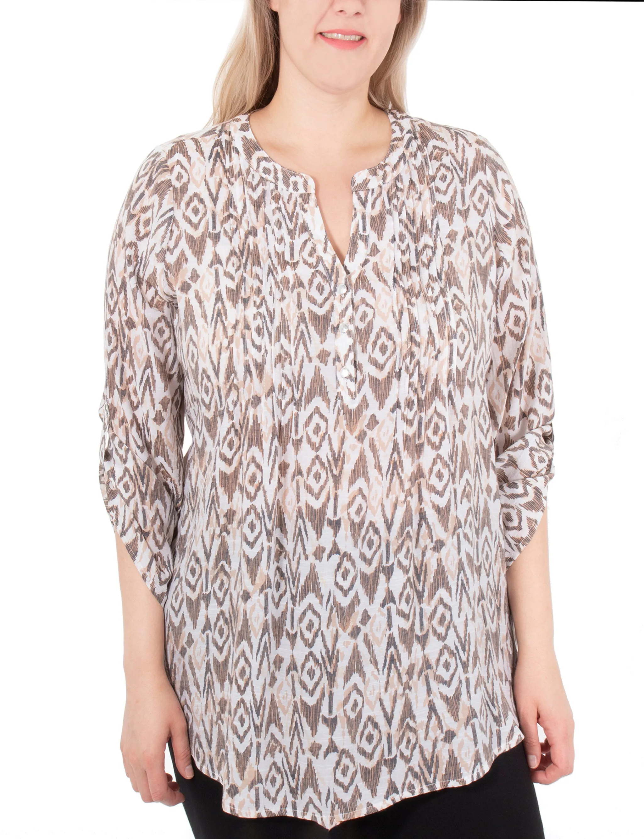 Blouse à encolure en Y avec manches 3/4
