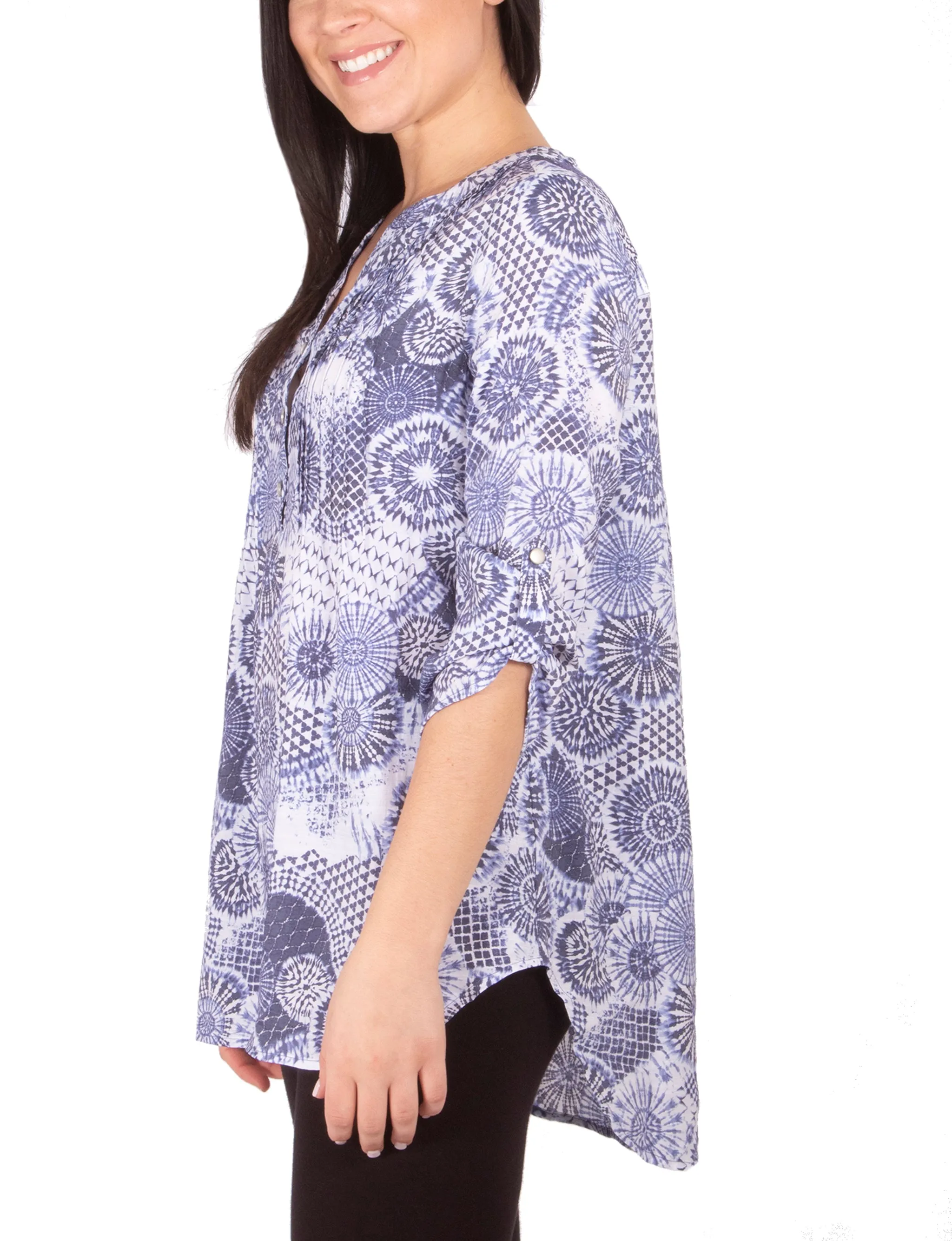 Blouse à encolure en Y avec manches 3/4