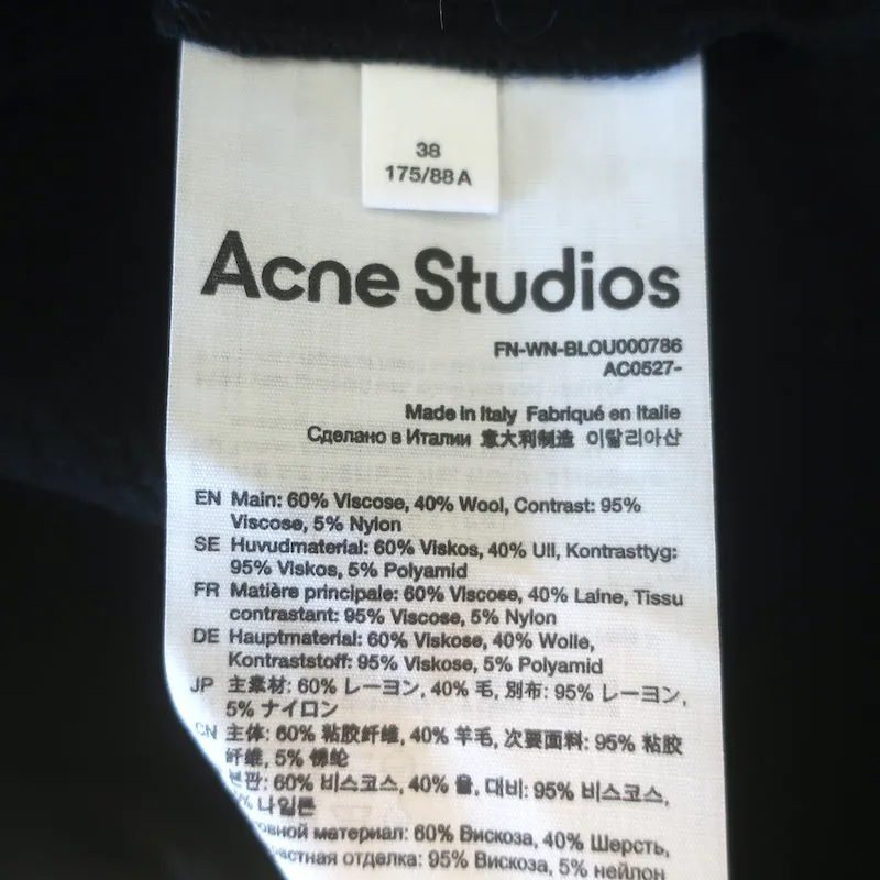ACNE Studios Haut asymétrique en voile noir avec lacets et franges Taille 38