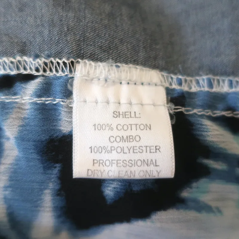 Alberto Makali Chemise à Boutonnage Denim Bleu & Crêpe Imprimé Taille Moyenne