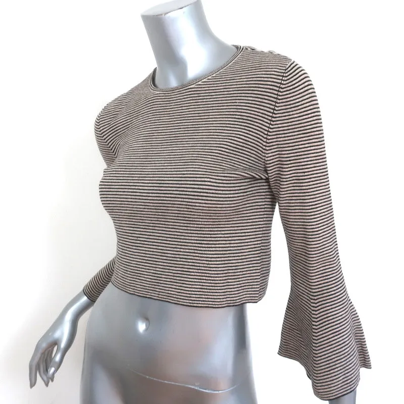 A.L.C. Haut court à manches cloches Shiloh Rayé en laine beige Taille Moyenne
