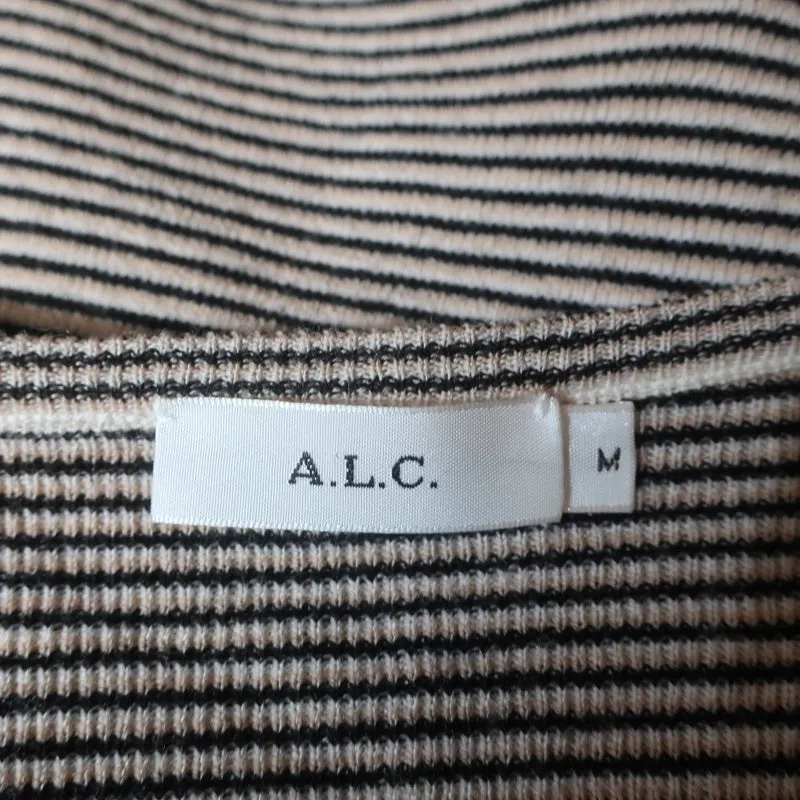 A.L.C. Haut court à manches cloches Shiloh Rayé en laine beige Taille Moyenne