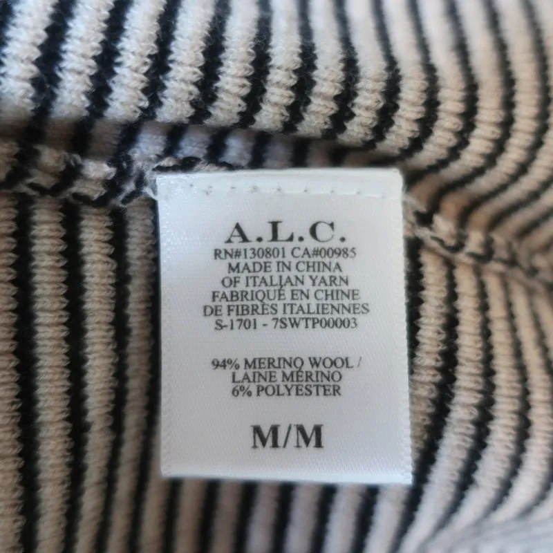 A.L.C. Haut court à manches cloches Shiloh Rayé en laine beige Taille Moyenne