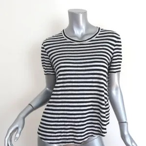 A.L.C. Cross-Back Tee Tesi Black/White Striped Linen Size Small Short Sleeve Top
