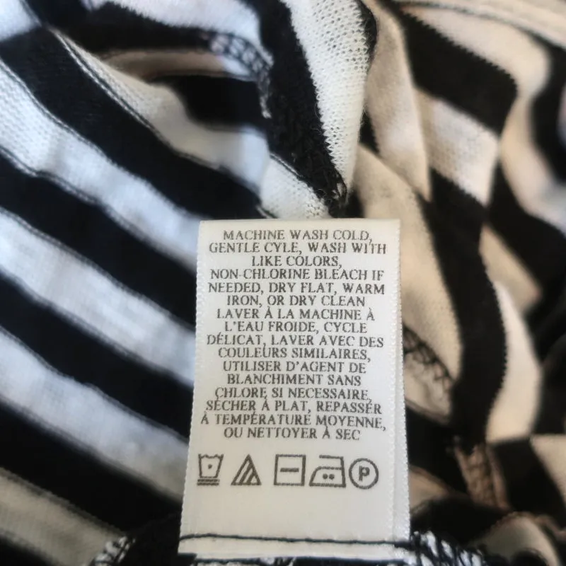 A.L.C. Tesi T-shirt à dos croisé Rayures noires et blanches en lin Taille Petite Haut à manches courtes