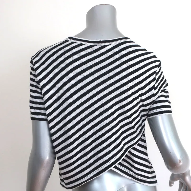 A.L.C. Tesi T-shirt à dos croisé Rayures noires et blanches en lin Taille Petite Haut à manches courtes