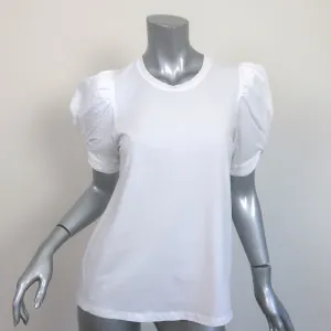 A.L.C. Kati Puff Sleeve Tee White Cotton Size Large