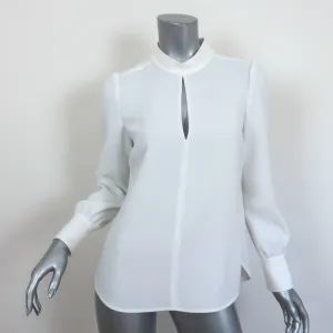 A.L.C. Keyhole Blouse Marina White Crepe Size 4 Long Sleeve Mock Neck Top