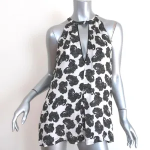 A.L.C. Keyhole Tank Top White Paisley Print Silk Size Small Sleeveless Blouse