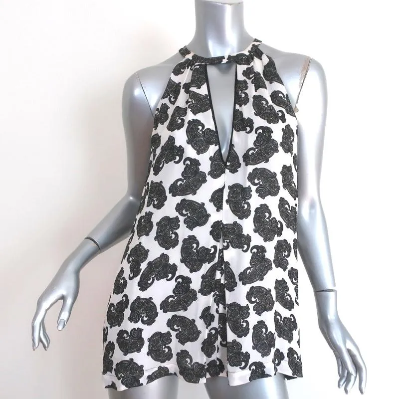 A.L.C. Débardeur à encolure en trou de serrure blanc à motif Paisley en soie taille petite blouse sans manches