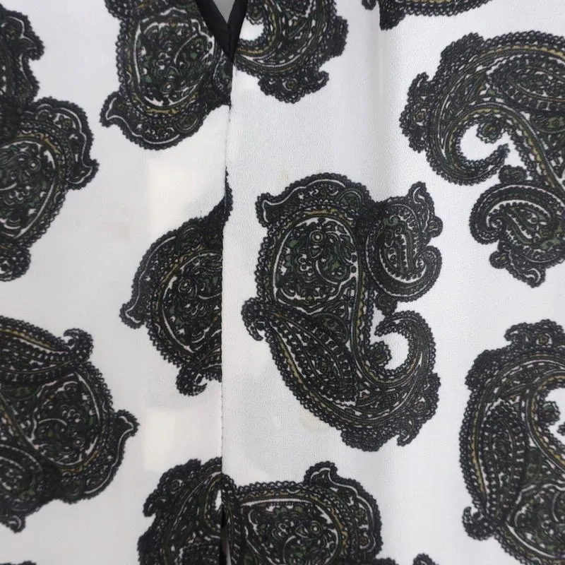 A.L.C. Débardeur à encolure en trou de serrure blanc à motif Paisley en soie taille petite blouse sans manches