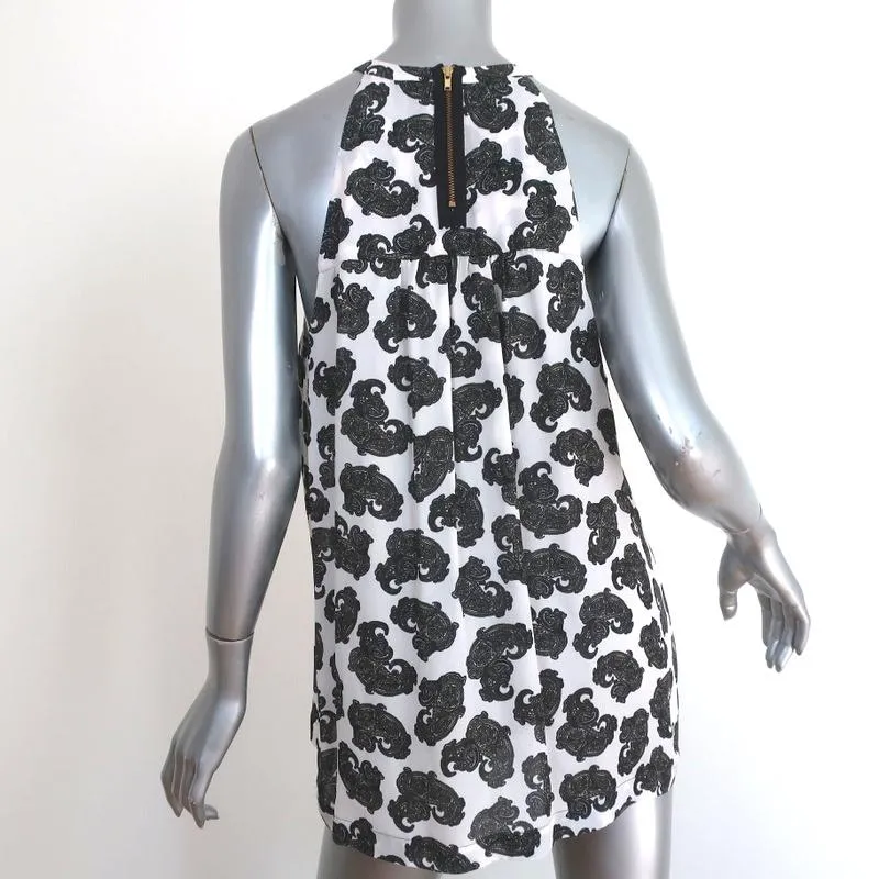 A.L.C. Débardeur à encolure en trou de serrure blanc à motif Paisley en soie taille petite blouse sans manches