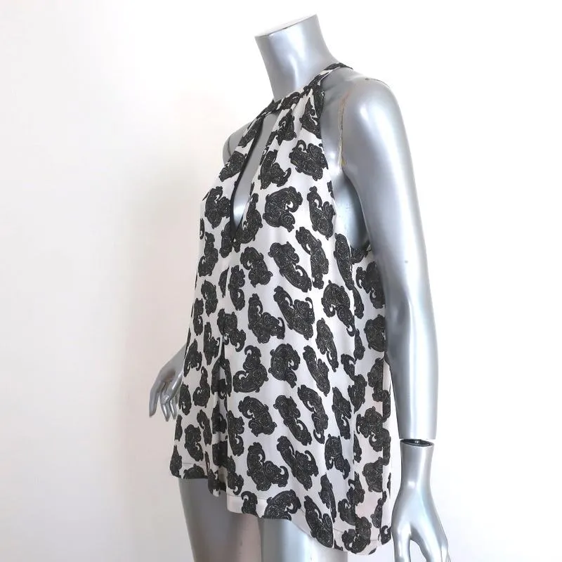 A.L.C. Débardeur à encolure en trou de serrure blanc à motif Paisley en soie taille petite blouse sans manches