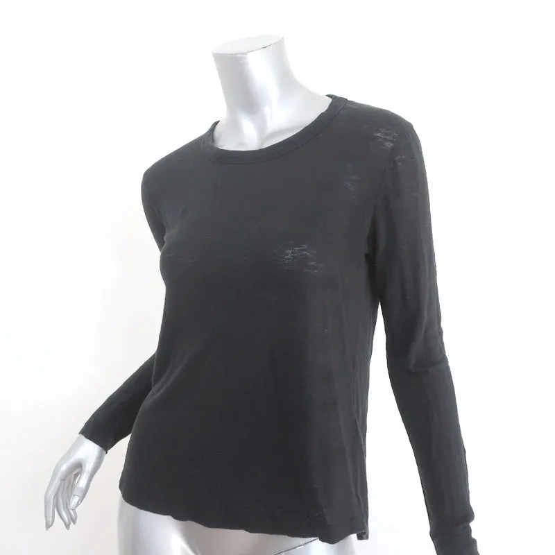 A.L.C. Haut à dos ouvert en jersey de lin noir Taille Petit Manches longues