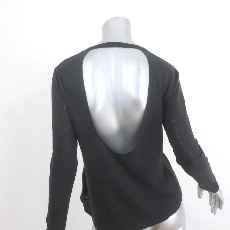 A.L.C. Haut à dos ouvert en jersey de lin noir Taille Petit Manches longues