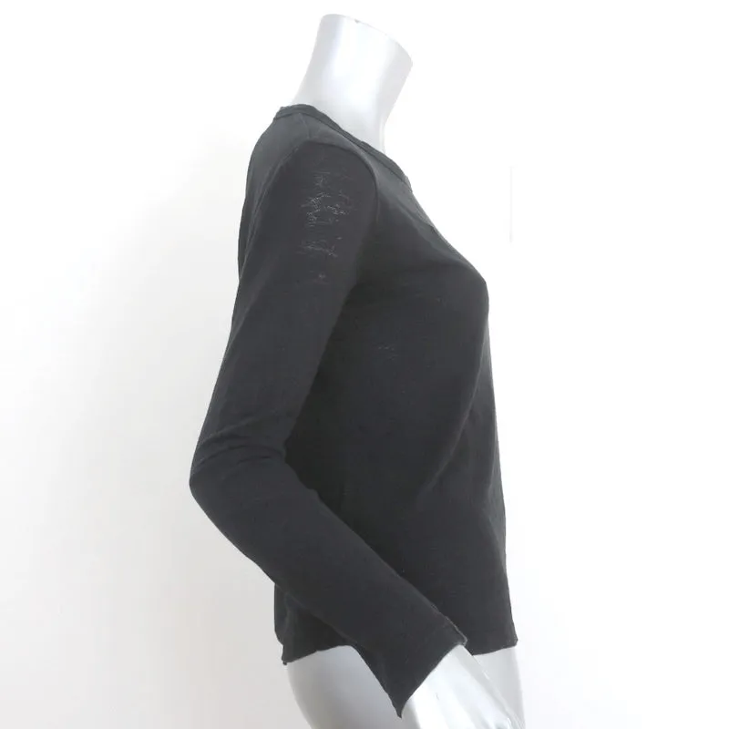 A.L.C. Haut à dos ouvert en jersey de lin noir Taille Petit Manches longues