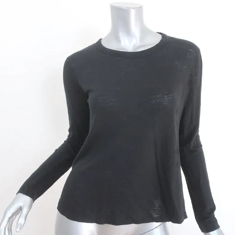 A.L.C. Haut à dos ouvert en jersey de lin noir Taille Petit Manches longues