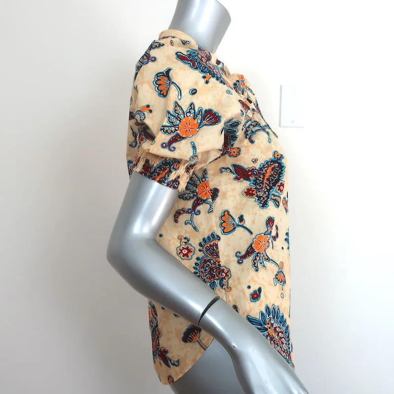 A.L.C. Haut à manches bouffantes Ellis imprimé floral jaune en coton taille 2 Blouse à col noué