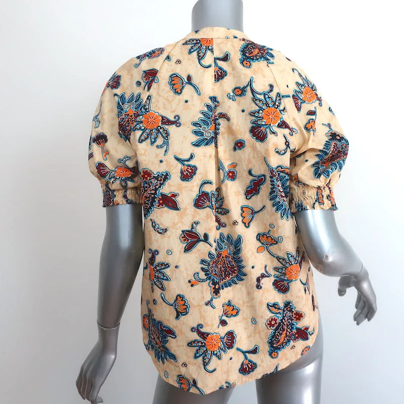 A.L.C. Haut à manches bouffantes Ellis imprimé floral jaune en coton taille 2 Blouse à col noué