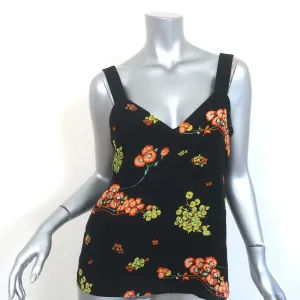 A.L.C. Tank Top Renne Black Floral Print Silk Size 4