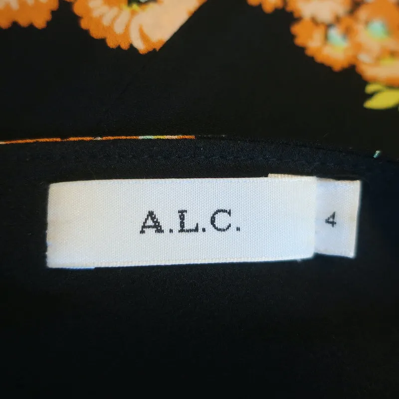 Débardeur A.L.C. Renne en soie imprimée florale noire taille 4