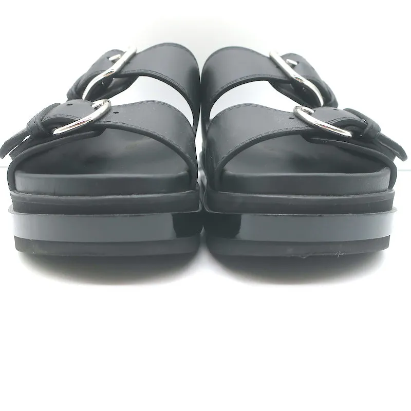 Sandales plateforme à double boucle Alexander McQueen en cuir noir taille 38