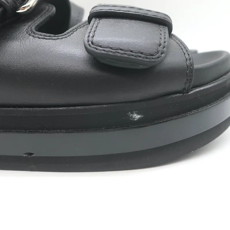 Sandales plateforme à double boucle Alexander McQueen en cuir noir taille 38
