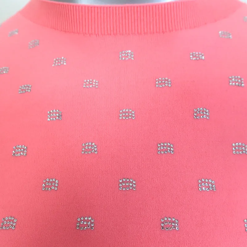 Alexander Wang Haut court avec logo cristal Rose Taille Petite T-shirt à manches courtes NEUF