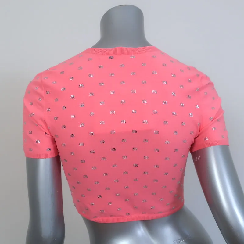 Alexander Wang Haut court avec logo cristal Rose Taille Petite T-shirt à manches courtes NEUF