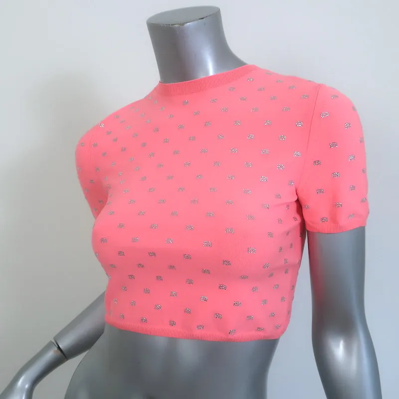 Alexander Wang Haut court avec logo cristal Rose Taille Petite T-shirt à manches courtes NEUF