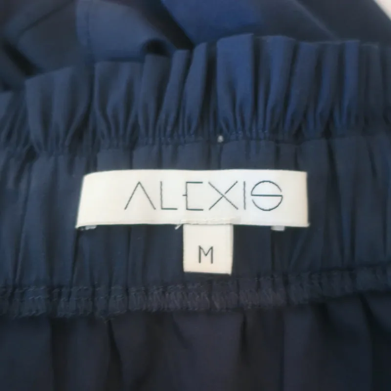 Alexis Barbie Haut à volants décolleté bleu marine en coton extensible Taille M