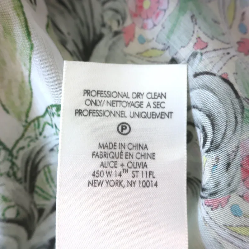 Alice   Olivia Blouse à Manches Longues Julius Imprimé Floral Coton-Soie Taille Moyenne