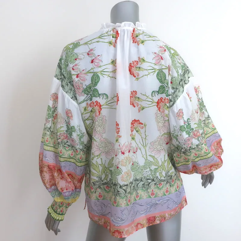 Alice   Olivia Blouse à Manches Longues Julius Imprimé Floral Coton-Soie Taille Moyenne