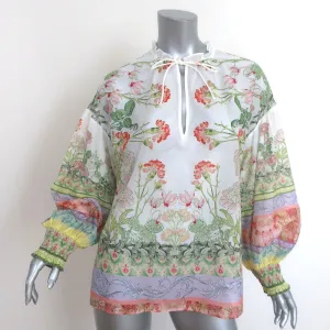 Alice   Olivia Long Sleeve Blouse Julius Floral Print Cotton-Silk Size Medium